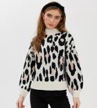 Miss Selfridge Petite Sweater In Leopard Print - Multi