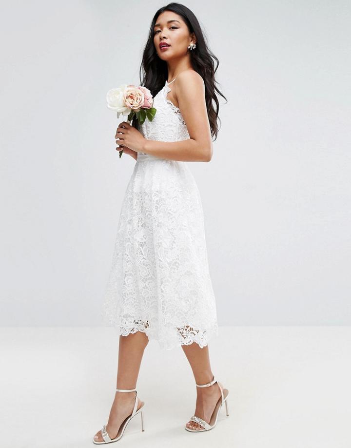 Asos Bridal Lace Cami Midi Dress - White