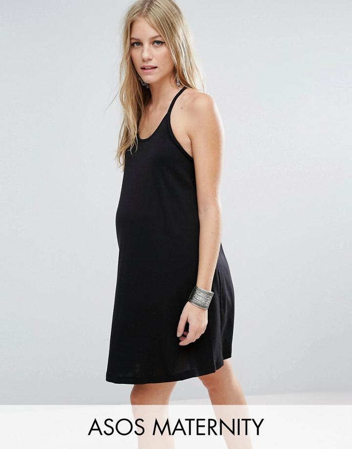 Asos Maternity Braid Strap Sundress - Black