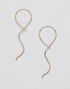 Asos Design Earrings With Fine Twist Pull Through Design In Gold - Gold