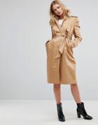 Asos Trench With Extreme Statement Shoulder - Stone