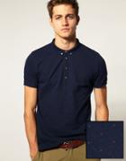 Asos Polo Shirt With All Over Polka Dot - Blue
