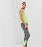 New Look Gym Leggings With Neon Detail In Gray