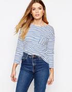 People Tree Fairtrade Cotton Bretton Stripe T-shirt With Pocket - Red Stripe