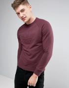 Armani Jeans Emboss Logo Sweat Crewneck Regular Fit In Bordeaux - Red