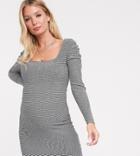 Asos Design Maternity Square Neck Mini Dress With Volume Sleeve-multi