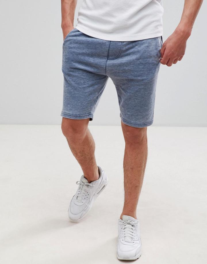 Soul Star Burn Out Jog Shorts - Blue