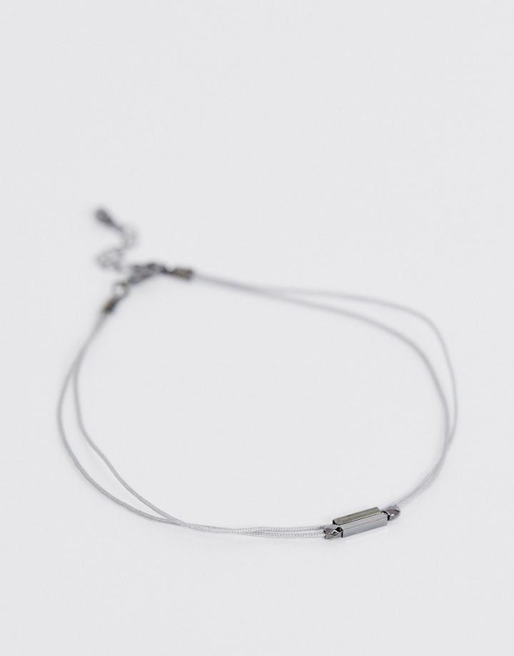 Asos Design Slim Bead Anklet In Gray - Gray