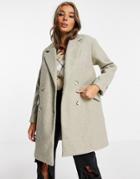 Pull & Bear Join Life Longline Peacoat In Beige-neutral