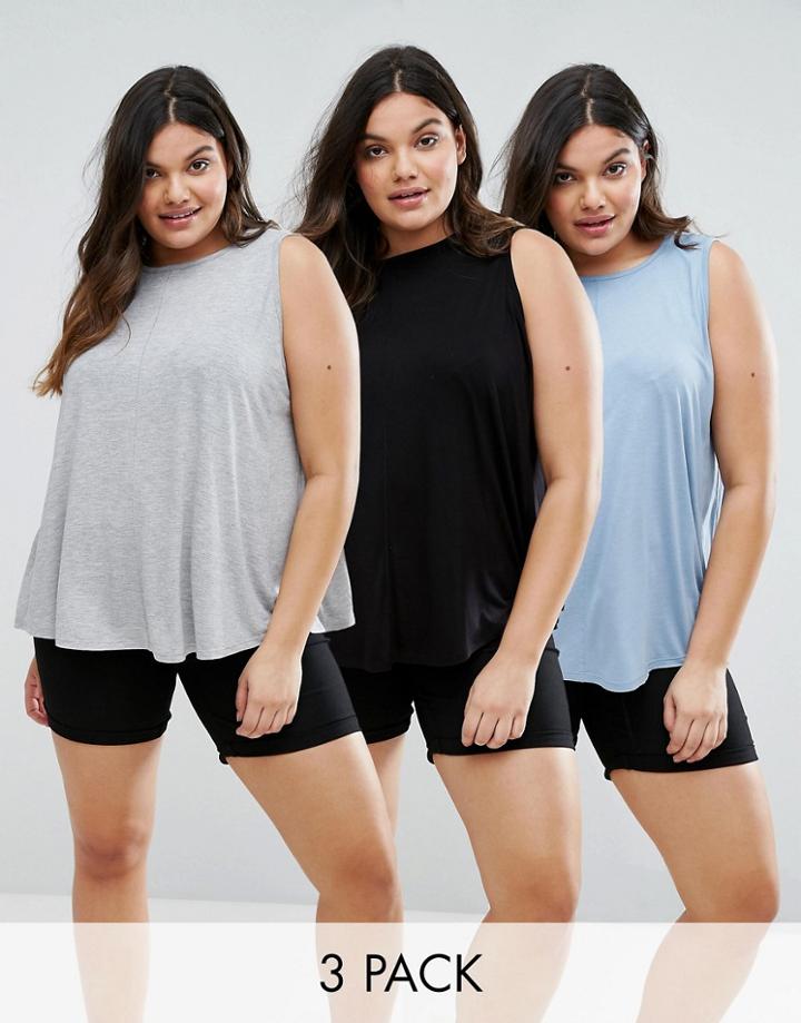 Asos Curve Girly Swing Tank 3 Pack - Multi