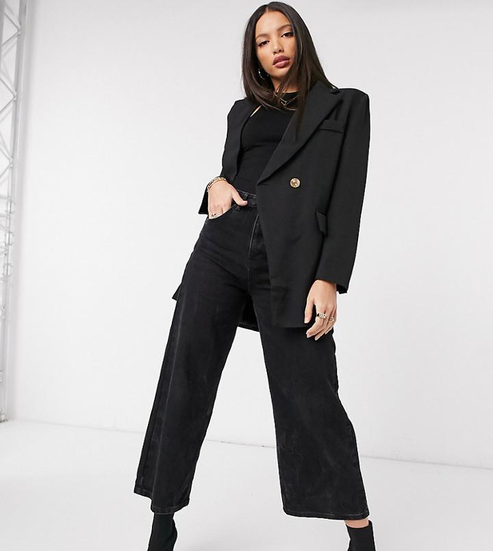 Naanaa Tall Oversized Dad Blazer In Black