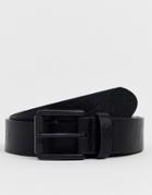 Asos Design Faux Leather Wide Belt In Black With Matte Black Roller Buckle