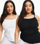 Yours 2 Pack Cami Tops In Black & White