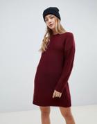Asos Design Sweater Dress In Ovoid Shape-red
