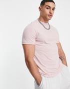 Asos Design Organic Cotton Blend T-shirt With Roll Sleeve In Washed Pink