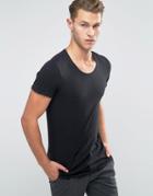 Jack And Jones Basic T-shirt With Raw Hem Detail - Black