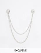Reclaimed Vintage Spike Collar Tips With Chain In Silver - Silver