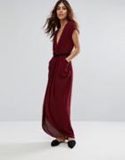 Y.a.s Macy Draped Tulip Maxi Dress - Red