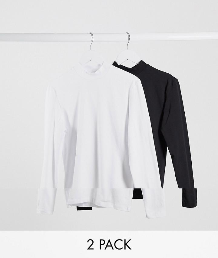 Asos Design Muscle Long Sleeve T-shirt With Turtle Neck 2 Pack Multipack