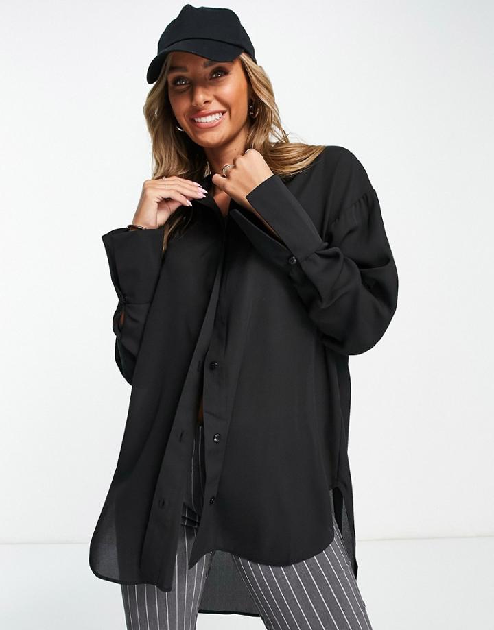 Asos Design Oversized Soft Shirt In Black