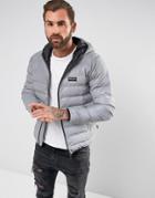 Nicce London Puffer Jacket In Reflective With Hood - Gray