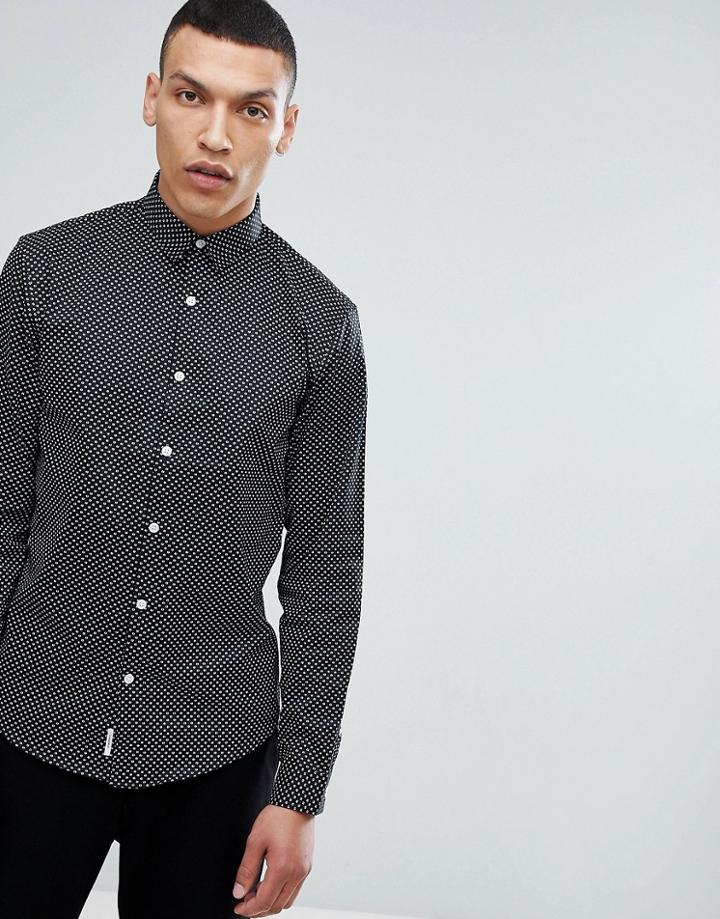 Lindbergh All Over Print Shirt In Black - Black