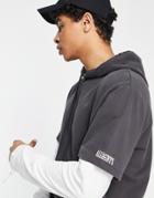 Allsaints Hunter Layered Hoodie With Long Sleeve Top In Black
