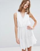 Vero Moda Skater Dress With Elasticated Waist And Lace Detail - White