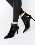 Office Angle Point Heeled Ankle Boots - Black