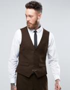 Burton Menswear Slim Vest In Wool - Brown