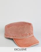 Reclaimed Vintage Washed Army Cap In Rust - Red