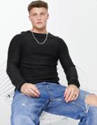 Only & Sons Lightweight Raglan Sweater In Washed Black
