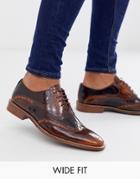 Silver Street Wide Fit Leather Lace Up Shoe In Tan/oxblood