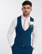 Harry Brown Slim Fit Wedding Summer Tweed Suit Suit Vest-blues