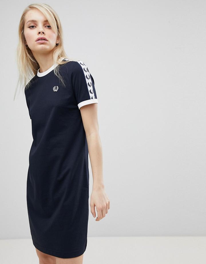 Fred Perry Logo Tape Ringer T-shirt Dress - Navy