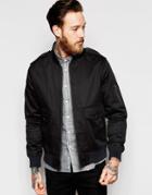 Asos Bomber With Military Details In Black - Black