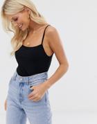 Asos Design Square Neck Rib Cami In Black