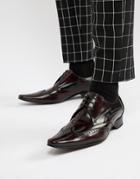 Jeffery West Pino Lightning Bolt Lace Up Shoes In Burgundy - Red