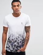 Religion T-shirt With Floral Skull Dip Dye Printed Hem - White