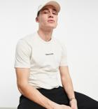 Calvin Klein Exclusive To Asos Center Logo T-shirt In Stone-neutral