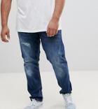 Duke King Size Slim Fit Stretch Jeans Blue With Distressed - Blue