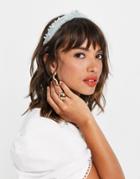Southbeach Tulle Headband With Faux Pearls-blues