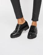 London Rebel Stud Chunky Brogues - Black