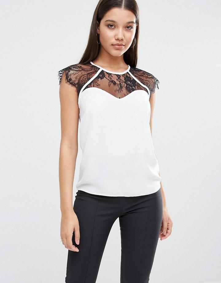 Lipsy Cross Front Lace Insert Blouse