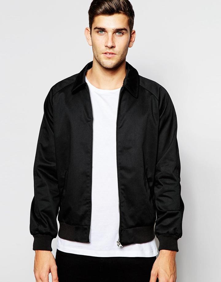 Asos Harrington Jacket In Black - Black