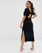 Asos Design Twist Open Back T Shirt Dress-black