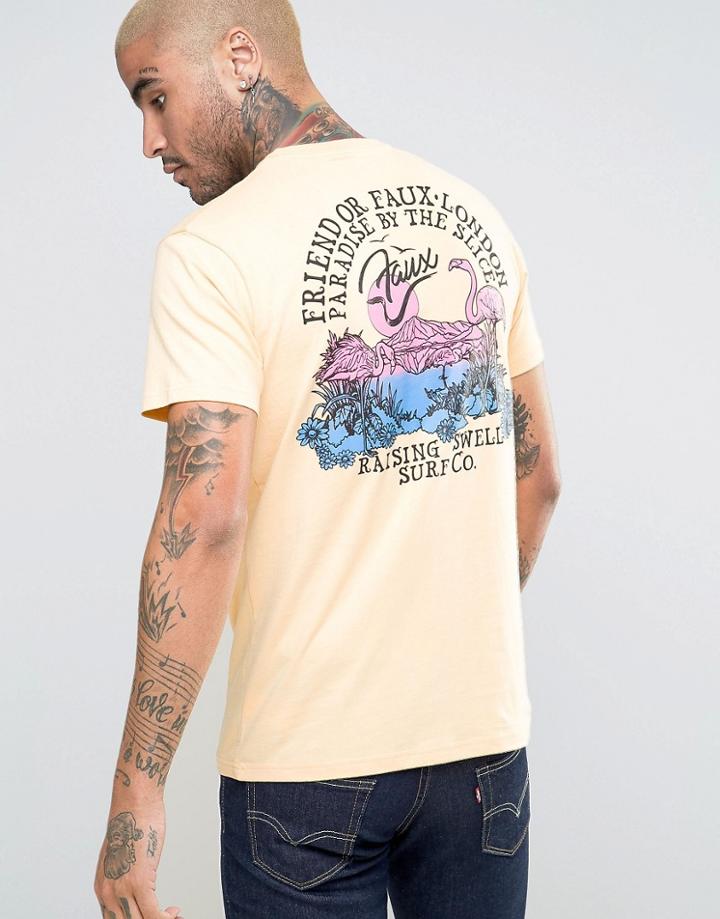 Friend Or Faux Everglade Back Print T-shirt - Yellow