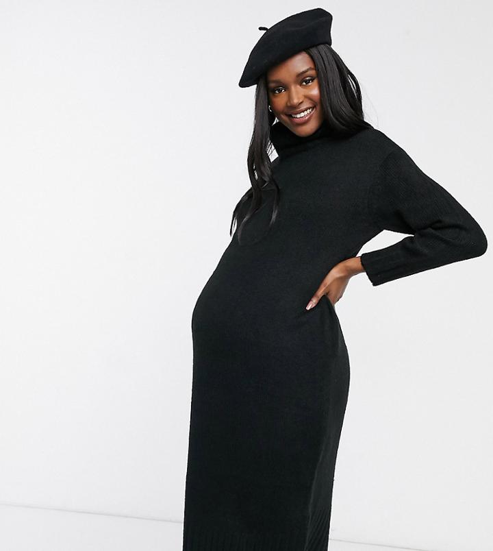 New Look Maternity Rollneck Dress In Black