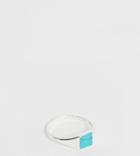 Asos Design Sterling Silver Sovereign Ring With Faux Turquoise Stone - Silver