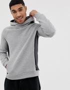 Asos Design Hoodie With Cross Over Neck And Color Blocking In Gray - Gray